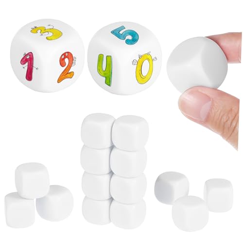 Supvox 20 Stück 20 Mm Acrylwürfel Blanke Würfel Herstellung Von Zubehörspielen Sechs DIY Spielwürfel Runde Nummerierte Würfel Lehrwürfel Für Seitliche Klassenzimmerwürfel von Supvox