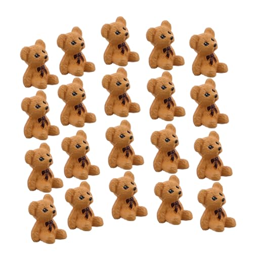 Supvox 20 Stück Bären Gartendeko Kleines Miniaturfiguren Miniaturspielzeug Minifiguren Bärenfigur Minifiguren Minitiere Kleine Bären Kleine Tiere Miniaturbär Harz Hellbraun von Supvox