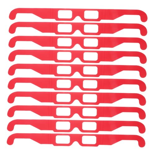 Supvox 20 Stück Feuerwerksgläser Festivalbrille Beugungssonnenbrillen Kaleidoskop-rave-brille -prismenbrille Regenbogenbeugungsgläser Partybrille Rot Papier von Supvox