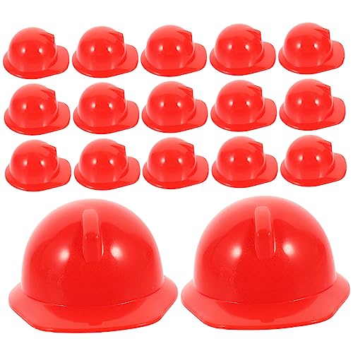 Supvox 20 Stück Haustier Hut gepolstert Erwachsene Größe puppenzubehör doll Accessories Miniaturhelm DIY-Zubehör Helme für Haustiere Mini-BAU-Puppenmütze Plastik rot von Supvox