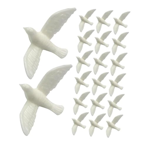 Supvox 20 Stück Mikro-landschaftsverzierung Figur Puppe Miniatur Winzig Klein Ornamente Taube Modell Mit Künstlichen Vögeln Vögel Modell Realistisches Vogelspielzeug Weiß Harz von Supvox