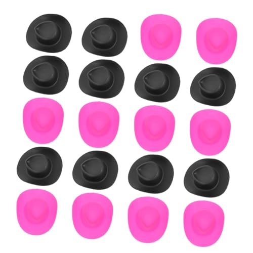 Supvox 20 Stück Mini Cowboyhüte für Puppen Rosa und Schwarze Hüte Dekoration für Puppenhäuser Bastelbedarf Wiederverwendbare Spielzeughüte für Kreative DIY Projekte von Supvox