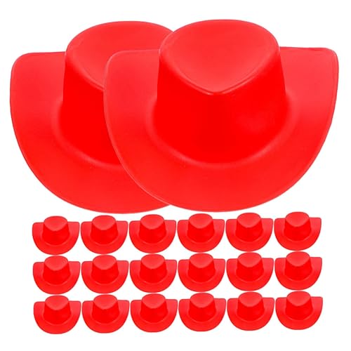 Supvox 20 Stück Mini Cowgirl Hüte Kunststoff Cowboyhüte für Puppenhaus Partydekoration DIY Projekte Wiederverwendbar Festlich und Sicher von Supvox