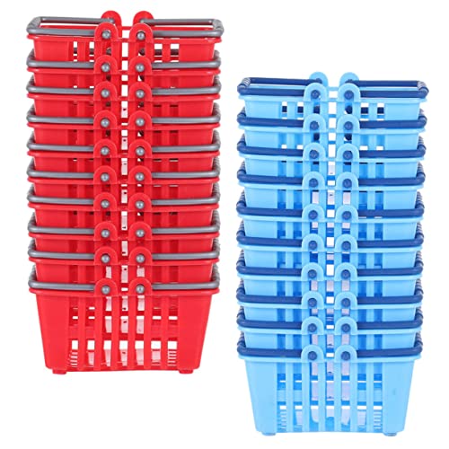 Supvox 20 Stück Mini Einkaufskorb Mini Korb Mini Zubehör Mini Einkaufskorb Miniatur Korb Rollenspiel Mikro Supermarkt Szene Zubehör Kunststoff von Supvox