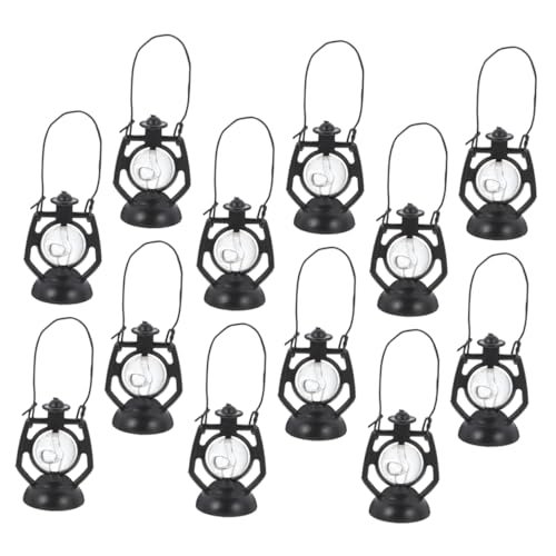 Supvox 20 Stück Mini-Laterne Miniaturlampe Mini-petroleumlampe Kleine Laterne Spielzeuglaterne Miniatur-Laterne Mini-öllampe Weihnachtlich Beleuchtete Laterne Winzige Laternen Pp Schwarz von Supvox