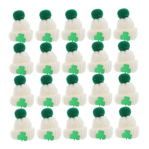 Supvox 20 Stück Mini Wollhutschmuck Mini-strickmützen Mini- -Ornament, Mini-Hut Winzige Kitting-hüte DIY Mini Strickmützen Patricks Day Accessoires Minihüte Zum Selbermachen Garn von Supvox