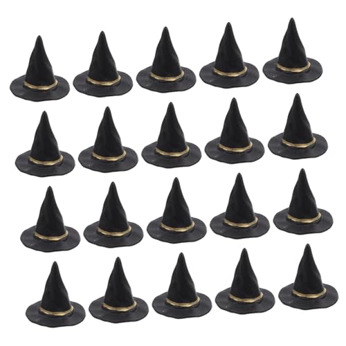Supvox 20 Stück Miniatur Hexenhut Halloween Deko Hüte für Bastelprojekte Puppenhäuser Flaschenverschönerung DIY und Fotodekoration Schwarz von Supvox