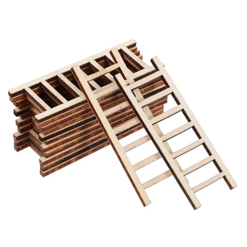 Supvox 20 Stück Miniatur Holzleiter Sandgarten Holztreppe für Puppenhaus DIY Mikrolandschaft Sukkulenten Dekoration Realistische Detailreiche Gartenleiter für Miniaturwelten von Supvox