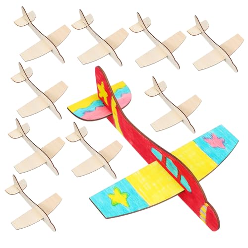 Supvox 20 Stück Modellflugzeug aus Holz unbemaltes Flugzeug Kinderflugzeug Flugzeugparty Balsa bastelkasten handystativ Werkzeug Puzzlematte Lernspielzeug für leeres Modell bemalen von Supvox