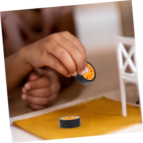Supvox 20 Stück Radspielzeugautoreifen Auto Kinderspielzeug klein Räder für Spielzeugautos Teil mit Gummirädern Kinderspiele Räder für Handwerk Yellow von Supvox
