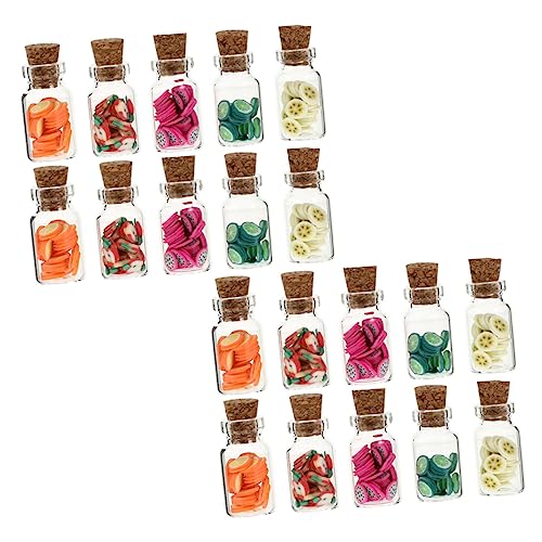 Supvox 20 Stück Simulierte Obstkonserven Puppenhaus-Ornamente Essensspielset Miniatur-obstflasche Dolly House Obstkrug Miniaturen Micro Landscape Prop Mini-küchenornamente Glas von Supvox