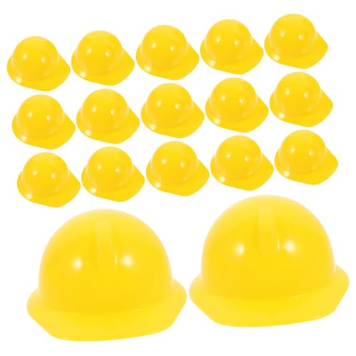 Supvox 20 Stück Teiliges Mini Bauhelm aus Robustem Kunststoff Leicht und Verschleißfest Dekorativer Sicherheitshelm für Puppen Kleine Haustiere und Partyzubehör Gelb von Supvox