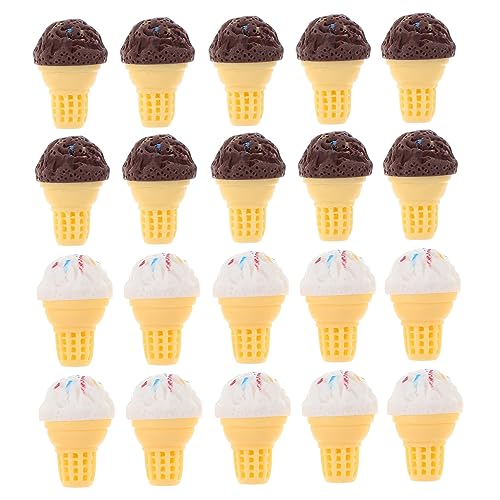 Supvox 20 Stück Teiliges Mini Eiscreme Dekorationsset aus Resin für Puppenhaus und Mikro Landschaften Süße Accessoires für DIY Projekte und Telefonhüllen von Supvox