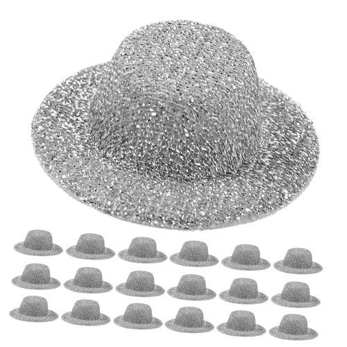 Supvox 20 Stück Teiliges Mini Jazz Hüte Silber Kleine Dekorative Puppenhüte Leichtes DIY Bastelzubehör Weiches Material Vielseitig für Puppen und Partydekorationen von Supvox