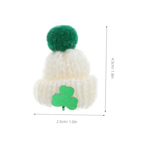 Supvox 20 Stück Teiliges Mini Strickmützen St Patricks Day Party Dekorationen DIY Zubehör für Puppen Schmuck Bastelprojekte mit Weiß Grünem Farbdesign von Supvox