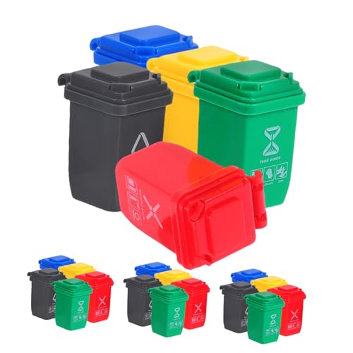 Supvox 20 Stück Teiliges Mini-mülleimer Deckel Miniatur Müllsortierbehälter für Puppenhaus Desktop-abfalleimer Interaktives Lernspielzeug zur Mülltrennung Geeignet für Schlafzimmer und von Supvox