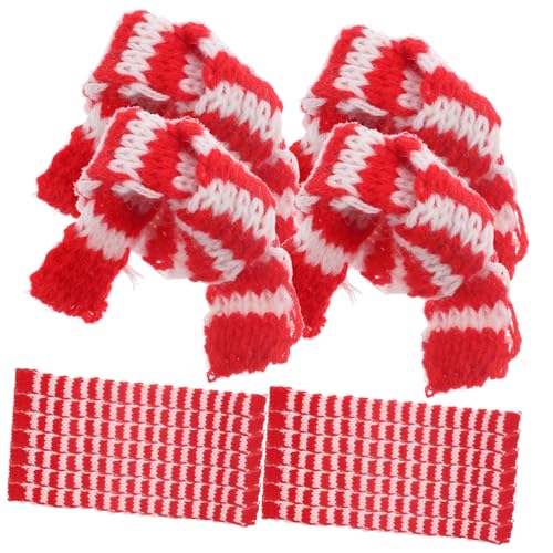 Supvox 20 Stück Teiliges Mini schal für Puppen Dekorative Wollschals mit Roten und Weißen Streifen Weiche Mini schals als Partyzubehör und Puppen deko für Bastelprojekte und von Supvox