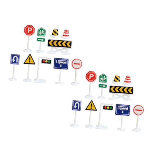 Supvox 20 Stück Teiliges Mini verkehrszeichen Spielset Realistische Straßenschilder Modelle für Pädagogisches Verkehrserziehungsspielzeug Sichere Glatte Oberfläche Kompakt für von Supvox