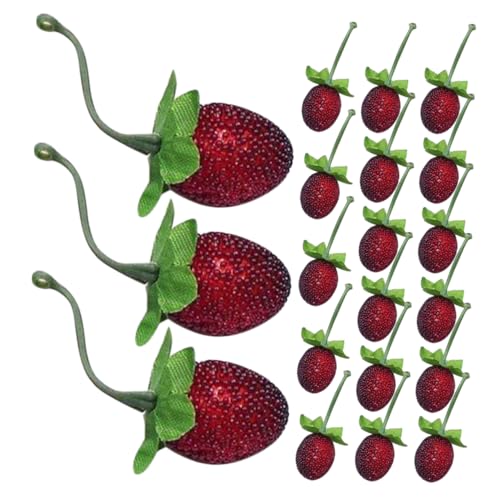 Supvox 20 Stücke Obst Thema Liefert Valentinstag Gefälschte Requisiten Rot Obst Modell Erdbeere Dessert Zubehör Kunststoff von Supvox
