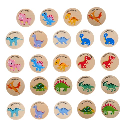 Supvox 24 Stück Dinosaurier- Gedächtnisspiel Für Kleinkinder Dinosaurier-brettspiel Manipulationen Für Vorschulkinder Kleinkind-Matching-Spiel Dinosaurier-Spiele Holz von Supvox