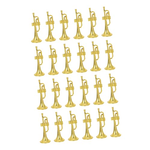 Supvox 24 Stück Mini -Trompete LED Mini-Trompetenverzierung Musikinstrument Miniatur Musikschmuck -Trompete Kleinkind-Musikinstrument Mini-Szene Mini-Dekoration Plastik Golden von Supvox