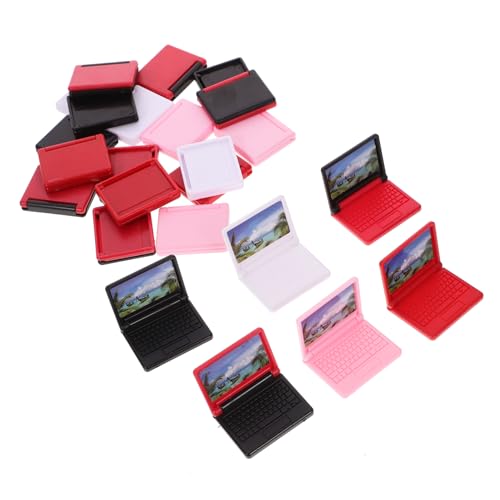 Supvox 24 Stück Puppenhaus Computer Modell Mini Laptop Puppen Laptop Mini Schmuck Puppen Ornament Miniatur Laptop Miniaturen Mini Dinge Mini Ornament Kunststoff von Supvox