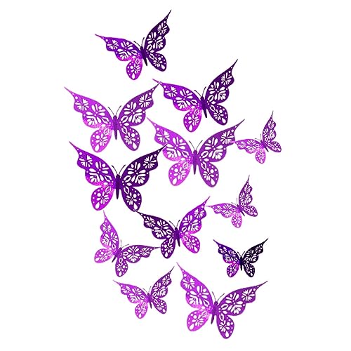 Supvox 24 Stück Schmetterlingsdeko aushöhlen Wandtattoo Schmetterlinge selber Machen Schmetterlinge Aufkleber dekoratives Wandtattoo Wanddekorationen Wandtattoos Papier von Supvox