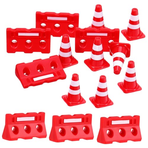 Supvox 24 Stück Straßenschild Barrikade Leitkegel Straßensperren-Spiel Spielzeugkegel, Absperrungen Und Verkehrsschilder Und Ampeln Für Miniaturen Plastik von Supvox