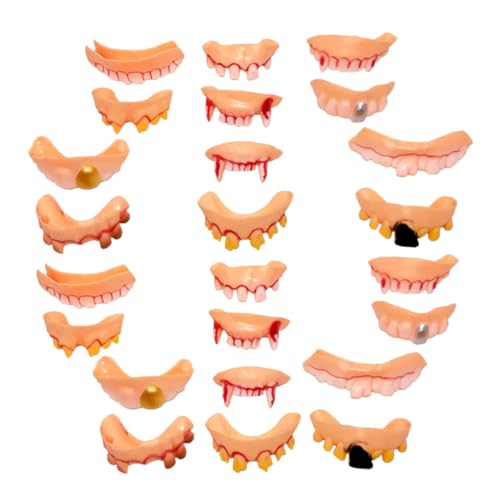 Supvox 24 Stück Teiliges Lustige Falsche Zähne aus Realistische Halloween Horror Kostüm Requisiten Verschiedene Styles für Halloween Partys und Maskeraden von Supvox