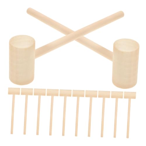 Supvox 24 Stück Teiliges Mini Holzmallet Natürlicher Holzhammer für Schokoladenbrechen und Bastelspiele Kindersicheres Kreativspielzeug Motorik und Problemlösung für Partys und Geschenke von Supvox