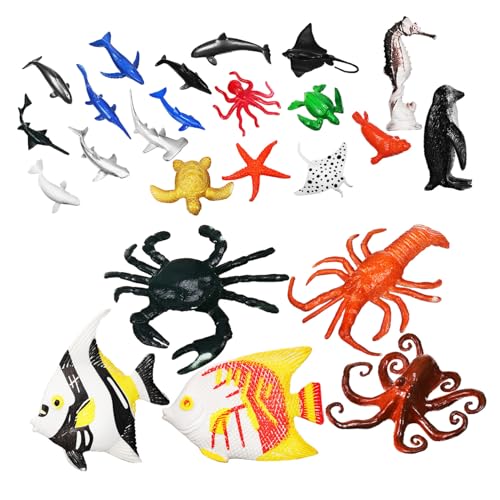 Supvox 24 Stück Teiliges Mini Meerestiere Figuren aus Kunststoff Realistische Tierfiguren Vielseitig für Aquarium dekor Lernspielzeug und Meeresbiologie Robust und Handlich von Supvox