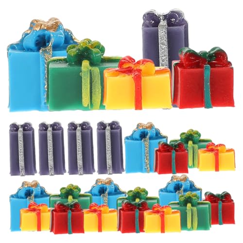 Supvox 25 Stück Boxen Puppen-Weihnachtsszenen-Layout- Ornament Dekorationen klein winzig weihnachtsmotiv Christmas Modell Einer Mini-Geschenkbox Wohnlayout- Harz von Supvox