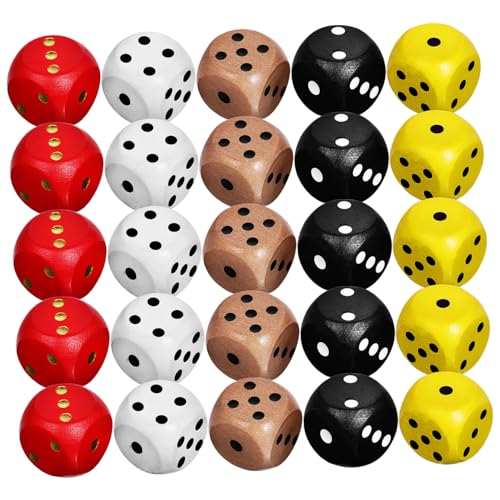 Supvox 25 Stück Teiliges Bunte Holzwürfel Spielwürfel für Brettspiele Würfel Rollenspiele Leicht Tragbar Langlebig für Party Familie Freizeitspaß Supvox 25 Stück Teiliges Bunte Holzwürfel Spielwürfel für Brettspiele Würfel Rollenspiele Leicht Tragbar Langlebig für Party Familie Freizeitspaß von Supvox