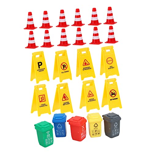 Supvox 25 Stück Verkehrskognitives Party Miniatur Ampel Spielzeugkegel Mini-Verkehrskegel-Anhänger Straßenmarkierungsfahrzeug Prop -Baukegel Mini-Verkehrszeichen Plastik von Supvox