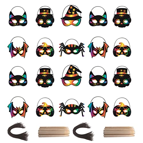 Supvox 28 Stück Teiliges Halloween Kratzpapier Masken Diy Bastelzubehör für Halloween Partys Kreative Masken für Erwachsene für Kostümgestaltung und Supvox 28 Stück Teiliges Halloween Kratzpapier Masken Diy Bastelzubehör für Halloween Partys Kreative Masken für Erwachsene für Kostümgestaltung und von Supvox