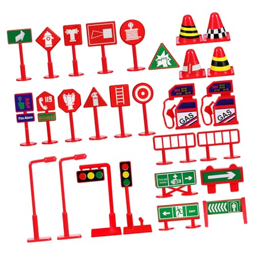 Supvox 28 Stück Verkehrszeichen Miniatur Mini -Zapfen Straßenschild Vinyl Verkehrsschild Straßensperre Stoppschild für Bauzeichen Straße Straßenschild PVC von Supvox