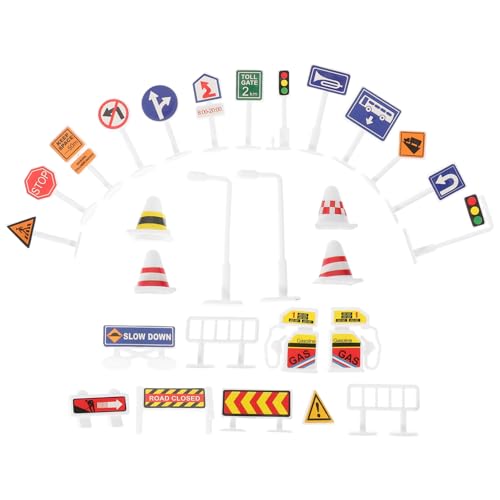 Supvox 28-Teiliges Set Verkehrszeichenmodell Straßenschilder für Straße Straßenschild Verkehrszeichen aus Modellspielzeug-Verkehrszeichen Plastik Supvox 28-Teiliges Set Verkehrszeichenmodell Straßenschilder für Straße Straßenschild Verkehrszeichen aus Modellspielzeug-Verkehrszeichen Plastik von Supvox