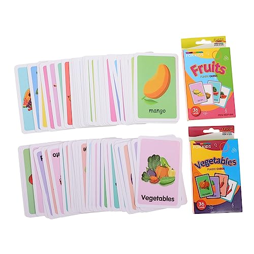 Supvox 2Sätze Lernkarten Für Kleinkinder Sprachtherapie Flashkarten Mit Bildern Für Früchte Und Gemüse Lernspielzeug Für Junge Mädchen Feinmotorik von Supvox