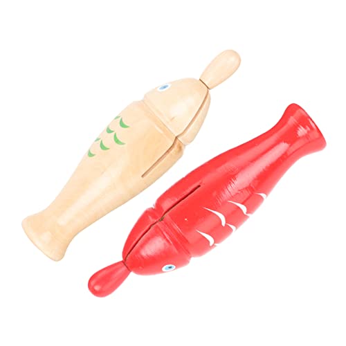 Supvox 2Sätze Wooden Fish Shaker Toy Educational Percussion Instruments for Child Friendly Design Enhances Music Skills and Parent Child Interaction von Supvox
