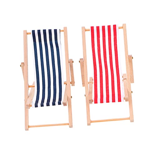 Supvox 2Stücke Strandstuhl Pack Dekorative Puppenhaus Möbel Realistischer Mini Liegestuhl für Puppenhaus Dekoration von Supvox