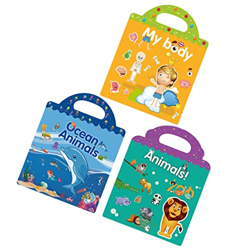Supvox 3 Aufkleberbücher für Aufkleberszenen Buch Stickerbuch-Sammelalbum wiederaufklebbares Stickerbuch Cartoon -Aufkleber Aufkleberbuch Buchaufkleber Papier von Supvox