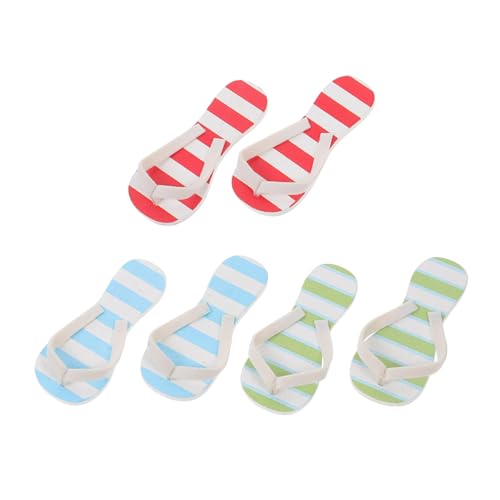 Supvox 3 Paare Miniatur Sommer Slipper Micro Landschaft Deko Puppenhaus Hausschuhe Detailgetreu Rustikal für Miniatur Sandstrandszenen und Mini Haus Verzierung von Supvox