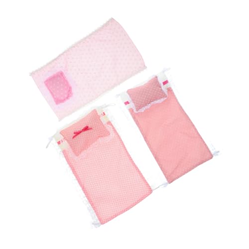 Supvox 3 Sätze Puppenbettwäsche Puppenhaus-schlafzimmermöbel Mini-briefpapier Puppenhausteppiche Minibetten Miniatur -schlafzimmermöbel Hauszubehör Zubehör Für Puppenhäuser Baumwolle von Supvox