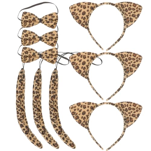 Supvox 3 Sets Katzenohren-stirnband, Fliege Und, Tierkostüm für, Leopardenmuster, Stoff von Supvox