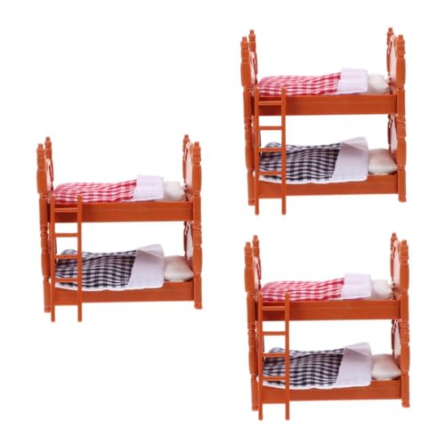 Supvox 3 Stck Mini Doppelstockbett Puppenhaus Simulation Möbel Stabiles Umweltfreundliches Miniatur Schlafzimmerbett Detailreiches Spielzeugbett für Sammler Langlebiges Puppenmöbel von Supvox