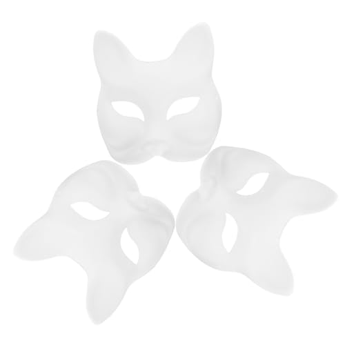 Supvox 3 Stück DIY Papiermaske Weiße Unbemalte Fuchsmaske zum Malen und Basteln Handgemachte Masken für Kostümpartys Hochzeiten und Kreative Projekte von Supvox