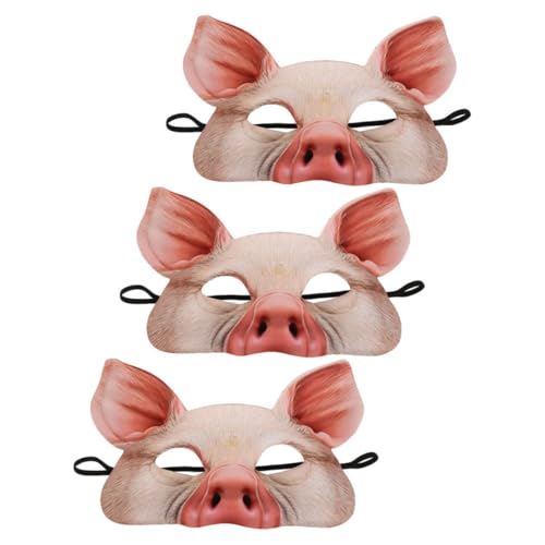 Supvox 3 Stück Halbgesichtsmaske für Halloween und Karneval Detailreiche Tiermaske für Kostümpartys Cosplay und Maskeraden Pinke Party Requisiten von Supvox