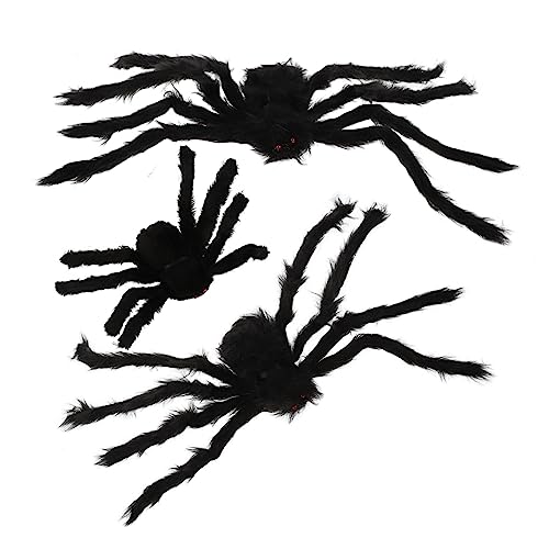 Supvox 3 Stück Halloween-Spinne Dekorationen realistisch Halloween aussendeko Halloween plüschtier Indoor-Outdoor-Spinnendekor Halloween knifflige Requisiten Black von Supvox