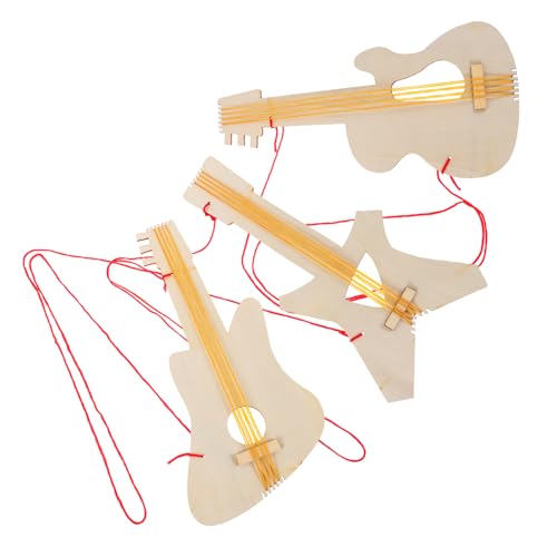 Supvox 3 Stück Holzgitarren Bastelarbeiten Holz Ukulele Gitarren Ornament DIY Holzmagnete Holzbausätze Holzinstrumentenbehänge Gitarren Musikornamente DIY Gitarren Kit Gitarren von Supvox