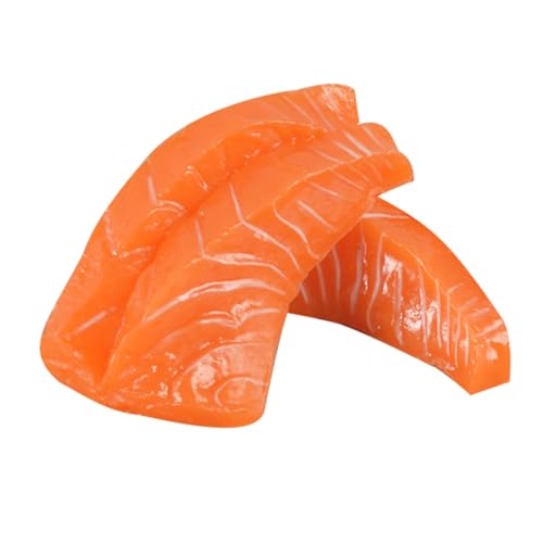 Supvox 3 Stück Imitation Lachsfilet falsches Fleisch künstlicher Fisch realistisch Fälschung Aquarium gefälschte Lachsscheiben Küchenrequisiten für zu Hause PVC Orange von Supvox